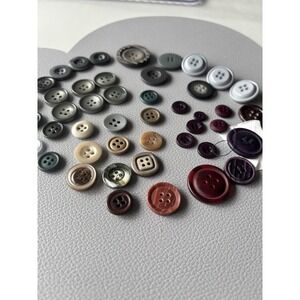 Vintage Button Collection 45 Lot Grey Blue Green Purple Red Grey Four Hole Small